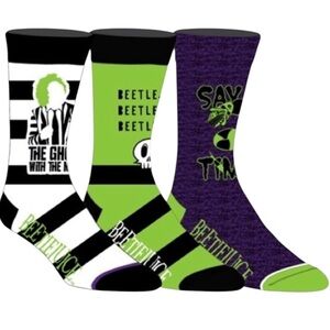 NIB 3 Pairs of Beetlejuice Men's Socks by Bioworld